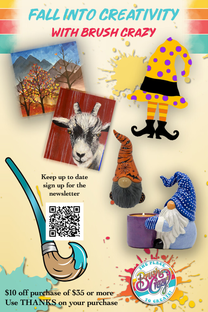 Brush Crazy fall art projects on canvas, ceramics, and wood