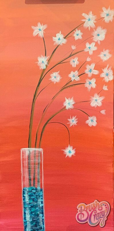 White Flowers on Coral