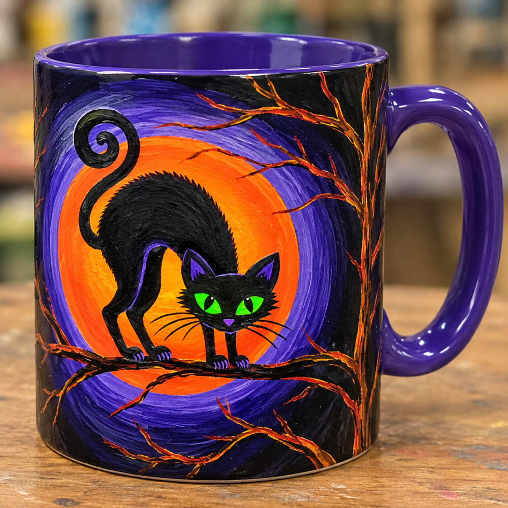 Black Cat on a Mug