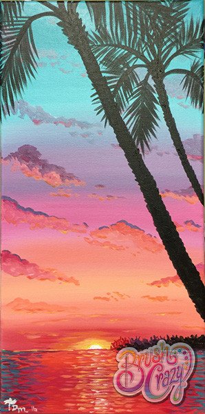 Ocean Sunset Palm Trees