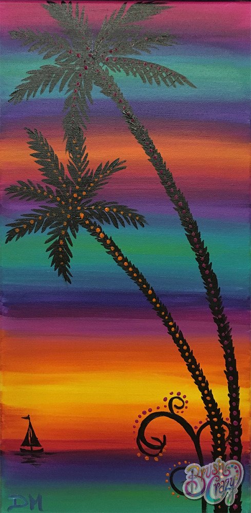 Palm Tree Swirls Rainbow