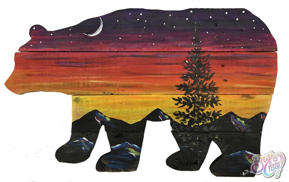 Pine Tree Sunset on Bear Sign