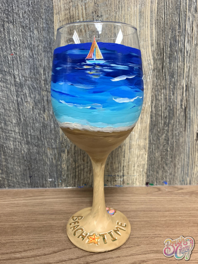 Beach Time wine glass