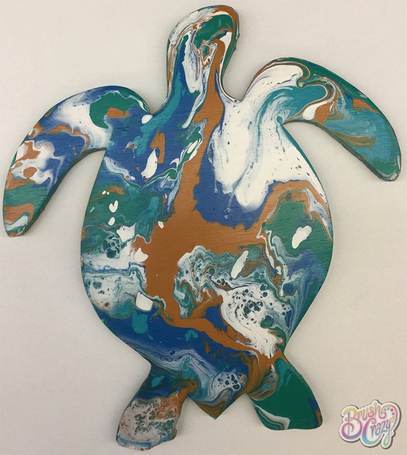 Sea Foam Turtle Fluid Art